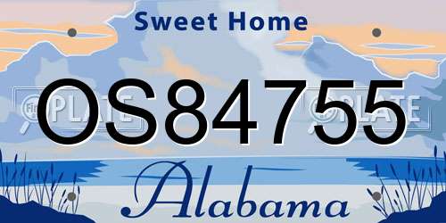 OS84755 Alabama License Plate