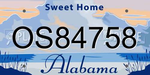OS84758 Alabama License Plate