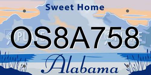 OS8A758 Alabama License Plate