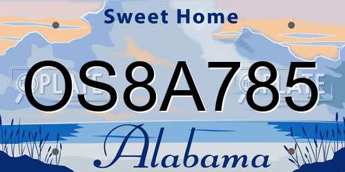 OS8A785 Alabama License Plate