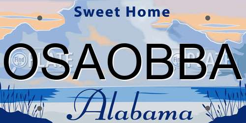 OSAOBBA Alabama License Plate