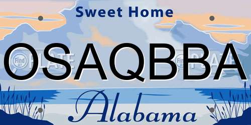 OSAQBBA Alabama License Plate