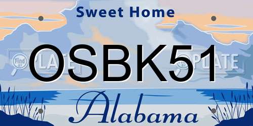 OSBK51 Alabama License Plate