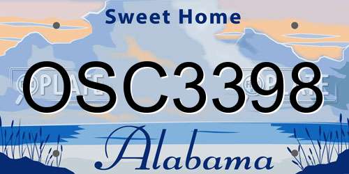 OSC3398 Alabama License Plate