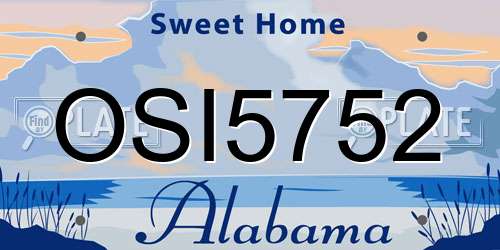 OSI5752 Alabama License Plate