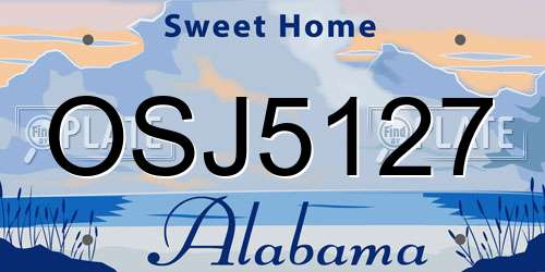 OSJ5127 Alabama License Plate