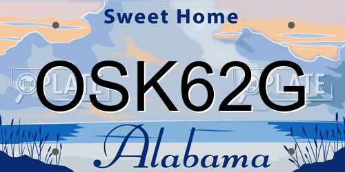 OSK62G Alabama License Plate
