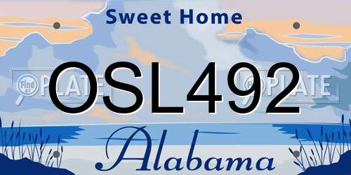 OSL492 Alabama License Plate