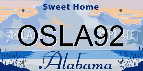 OSLA92 Alabama License Plate