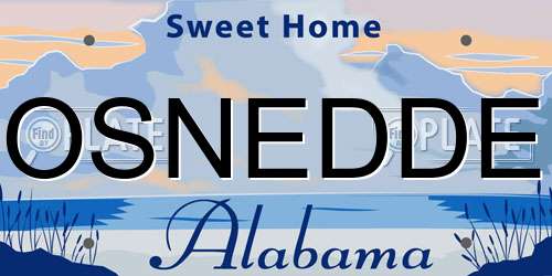 OSNEDDE Alabama License Plate