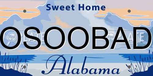 OSOOBAD Alabama License Plate