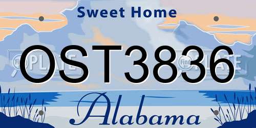 OST3836 Alabama License Plate