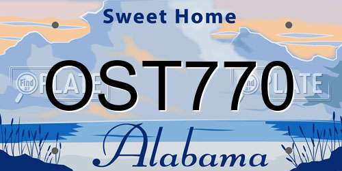 OST770 Alabama License Plate
