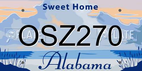 OSZ270 Alabama License Plate