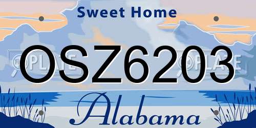 OSZ6203 Alabama License Plate