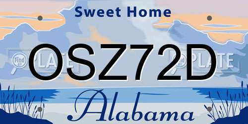 OSZ72D Alabama License Plate