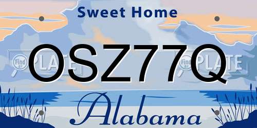OSZ77Q Alabama License Plate