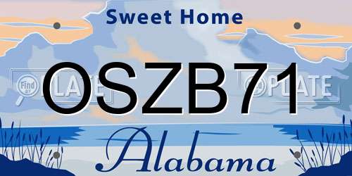 OSZB71 Alabama License Plate