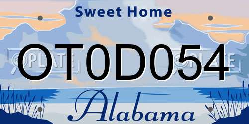 OT0D054 Alabama License Plate