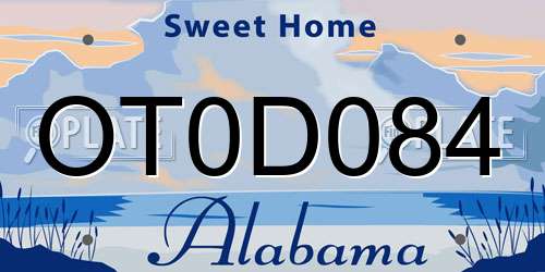 OT0D084 Alabama License Plate