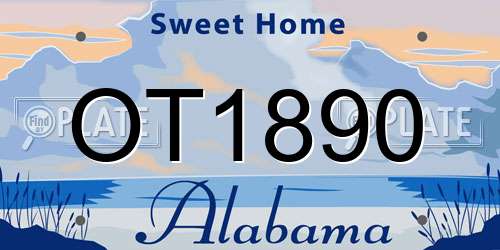 OT1890 Alabama License Plate