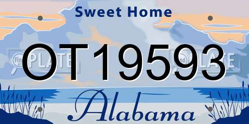 OT19593 Alabama License Plate