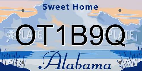 OT1B9Q Alabama License Plate