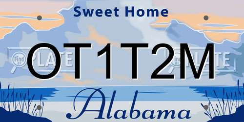 OT1T2M Alabama License Plate