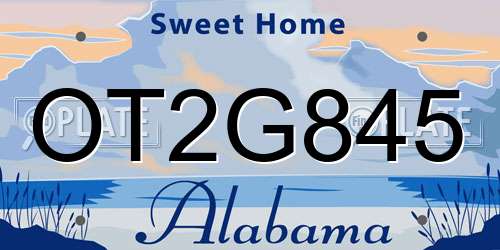 OT2G845 Alabama License Plate