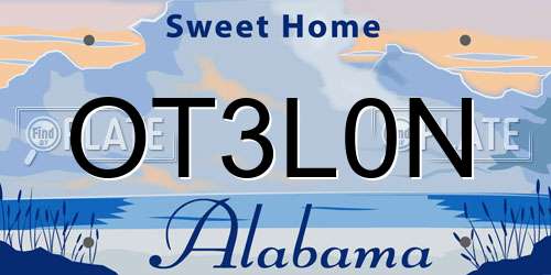 OT3L0N Alabama License Plate