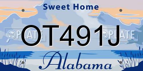 OT491J Alabama License Plate