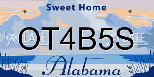 OT4B5S Alabama License Plate