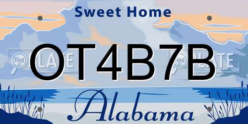 OT4B7B Alabama License Plate