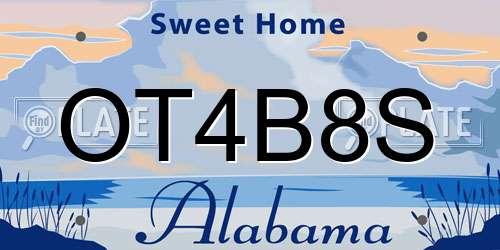 OT4B8S Alabama License Plate