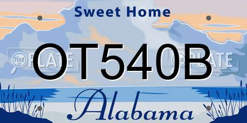 OT540B Alabama License Plate
