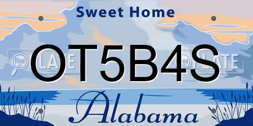 OT5B4S Alabama License Plate