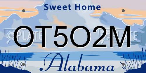 OT5O2M Alabama License Plate