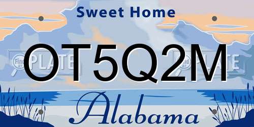 OT5Q2M Alabama License Plate