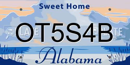 OT5S4B Alabama License Plate