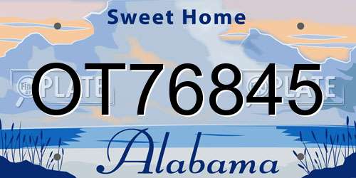 OT76845 Alabama License Plate