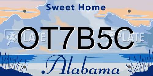 OT7B5C Alabama License Plate