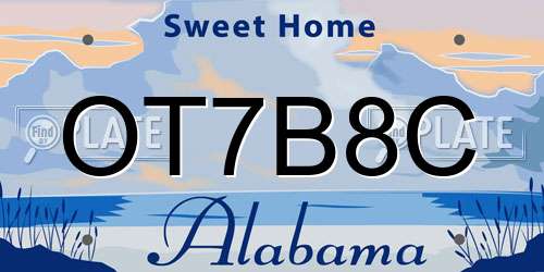 OT7B8C Alabama License Plate