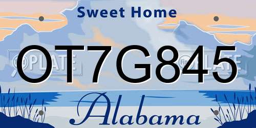 OT7G845 Alabama License Plate