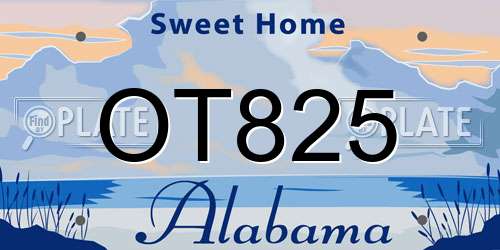 OT825 Alabama License Plate