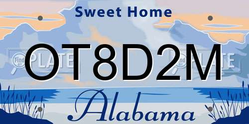 OT8D2M Alabama License Plate