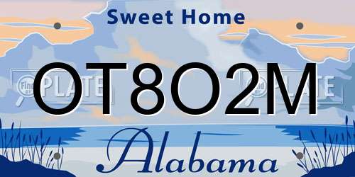 OT8O2M Alabama License Plate