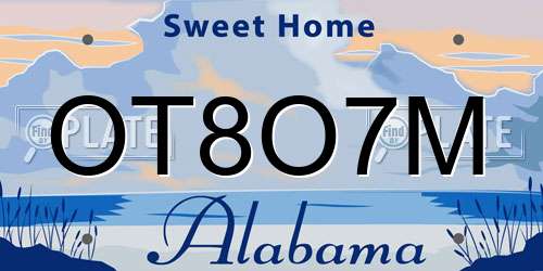 OT8O7M Alabama License Plate