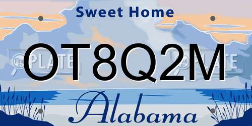 OT8Q2M Alabama License Plate