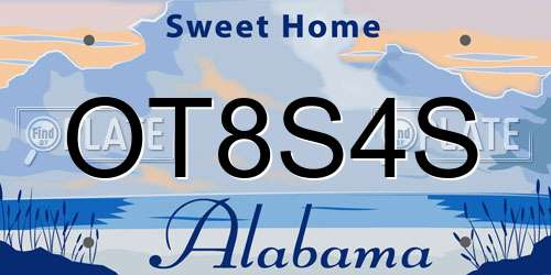 OT8S4S Alabama License Plate