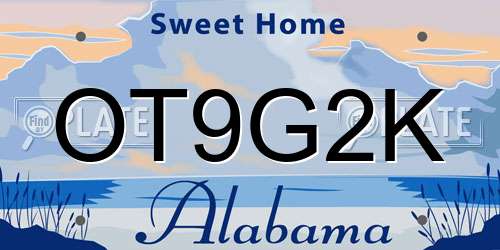 OT9G2K Alabama License Plate
